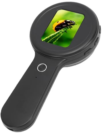 Sxhlseller Microscopio Digital, Portátil de Mano con Pantalla de 2,0 Pulgadas, Aumento de 200X, 16 Luces LED, Antivibración, para Aficionados a la Investigación Educativa (Black)