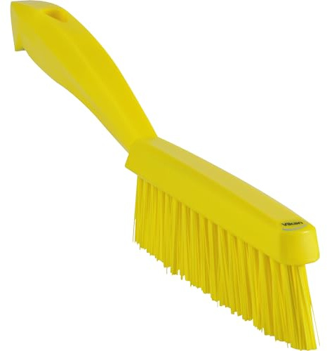 Vikan 41956 Slim, Stiff Bristles, Washing / Sweeping, Hand Brush, Fabric, Upholstery, Carpet, 300mm (Yellow)