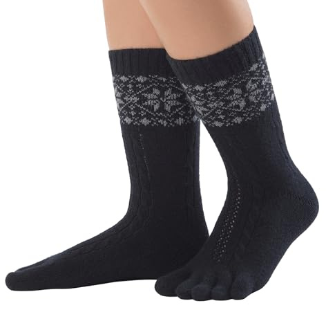 Knitido Naturals Merino y Cachemir | Medias con dedos en lana merino y cachemir, Talla:39-42, Colores:antracita/azul de luz (102)
