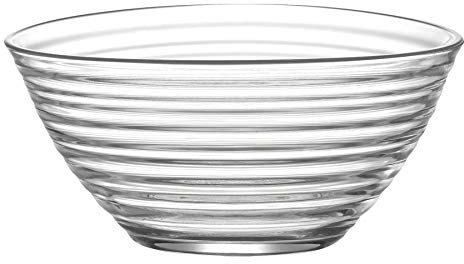 1x Clear 23cm Derin Glass Serving Bowl - Large Kitchen Pasta Salad Fruit Party Platter Food Dip Snack Dishes Set - By LAV