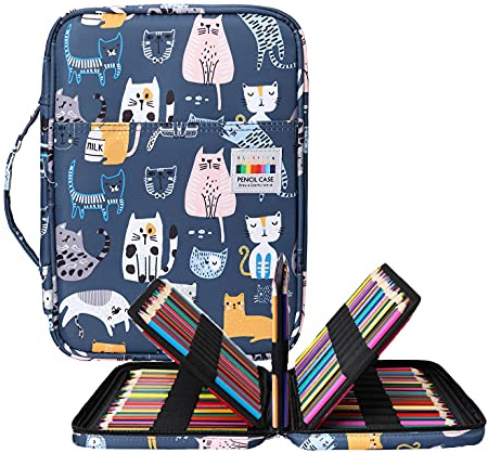Trousse à Crayon Grande Capacité, Sac Rangement pour Crayon de Couleur | Trousse Scolaire avec 72 fentes extensibles pour 220 Crayon, Étui à Crayons pour Artiste Peinture Couteaux, Pinceau Aquarelle