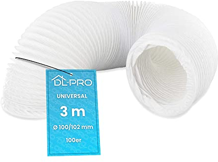 DL-pro 3m Abluftschlauch Ø 100 / 102mm flexibel PVC Schlauch für 100er Klimaanlage Wäschetrockner Dunstabzugshaube