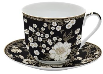 Easy Life - Coffret Tasse Dejeuner en Porcelaine Fine Art Deco Flowers 40 CL - EASYLIFE