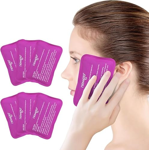 NEWGO Reusable Hot and Cold Gel Ice Packs for Injuries, 6 Packs | 3.2 x 4.5 Inches | Reusable | Thick, Durable Design | Relieves Headaches, Migraines, Wisdom Teeth, Swelling, Bruises