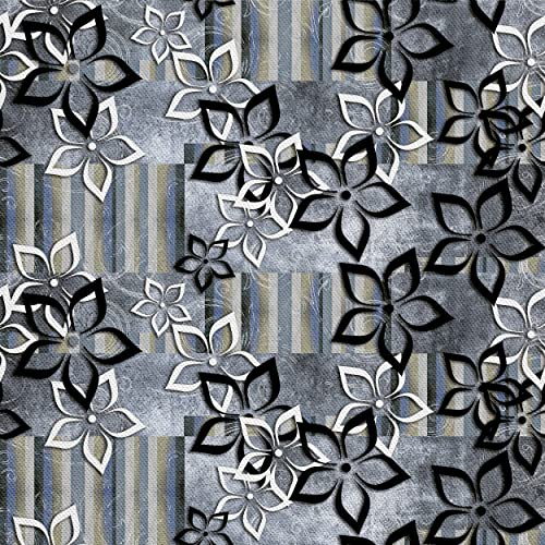 HEKO PANELS Oxford Wasserdichte Meterware Canvas-Stoff Polyester Zum Nähen Dekostoffe Wasserabweisend Blickdicht Blumen Grau Anthrazit 1 Meter 155 x 100 cm
