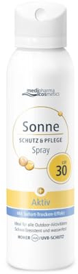 Sonne Schutz & Pflege Aktiv Aerosol-Spray mit LSF 30 von medipharma cosmetics | Sofort-Trocken-Effekt | schweißresistent, desodorierend und wasserfest | ideal für Outdoor-Aktivitäten
