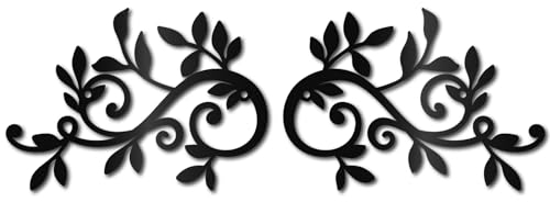 CREATCABIN Decorazione da Parete con Foglia di Albero in Metallo Vite Ramo di Ulivo Foglia Arte da Parete Foglie Doppie Silhouette Scultura Ornamento in Ferro Appeso per sopra Il Letto Casa 14x20cm