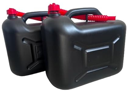 pokm toolsmarket - 2 taniche per benzina da 20 litri, set di taniche per carburante in plastica per benzina e diesel con rubinetto, tanica di riserva con omologazione ONU - rosso/nero