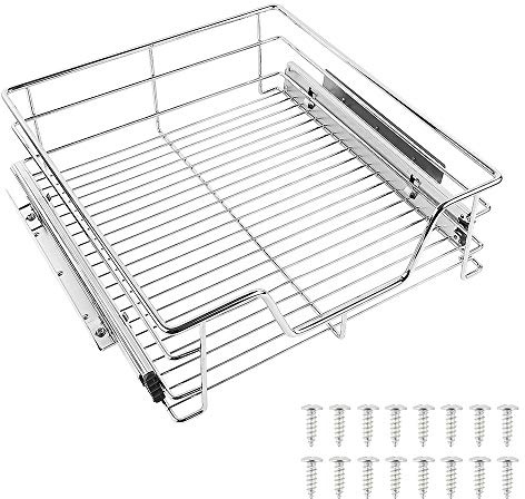 Kedia Teleskopschublade Aufbewahrungskorb, Schrankauszug, Küchenschublade, Küchenschrank Auszug, Küchenschubladeneinsätze (56CM-2pcs)