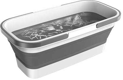 Secchio Pieghevole Rettangolare Di Grande Capacità Con Manico in Silicone Per La Pulizia Dello Spazzolone Piattos, Grigio