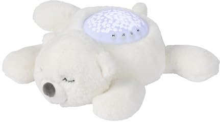 Nattou Koala Bear LED-nattlampa, stjärnhimmelprojektor, 3 LED-färger, 5 ljud och låtar, plysch/polyester, 26 cm, vit