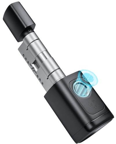 Intelligente Serrure Connectée, 60mm-90mm Cylindre Serrure Porte d'entrée Electrique, Barillet Porte d'entrée, Smart Lock Sblocco con Impronte Digitali, Password, App, Chiavi, Schede Chiave