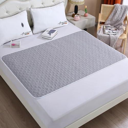 Odot Empapadores Reutilizables Cama Adultos, Color Sólido Empapadores Acolchado Absorbentes Lavables Protector de Cama Impermeable para Silla de Ruedas, Incontinencia (Gris Claro,120x150cm)
