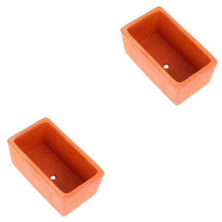 VICASKY 2 Pezzi Rettangolare in Terracotta Rossa Piccolo con Drenaggio Fioriera Resistente per Piante Bonsai e Piante da Contenitore Decorativo per e Davanzale