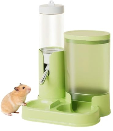 Alimentador para hámsters – Botella de agua para hámster con soporte automático | Bebedor antigoteo para animales pequeños con comida para jerbos y erizos enanos – Para pequeños animales y hámsters