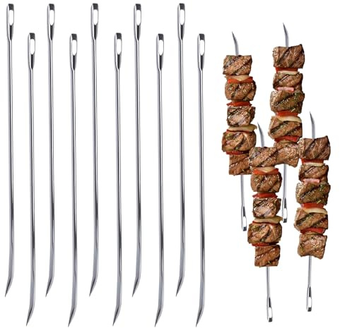 10 Pièces Brochettes en Acier Inoxydable, 17cm Pique a Brochette en Acier, Aiguilles à Rôtir Aiguilles à Viande de Boucher Aiguilles de Cuisson pour Sécuriser la Dinde Farcie Le Rôti