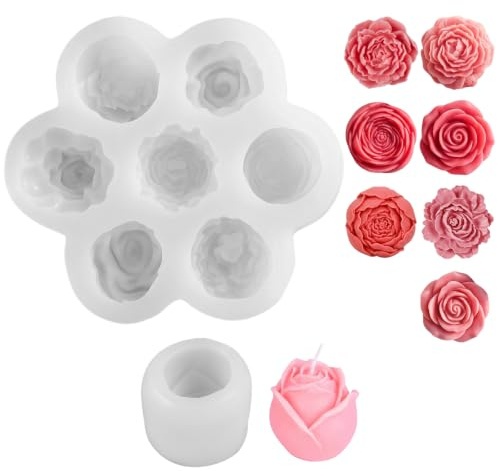 2 Pièces Moule Silicone Bougie, Moule Silicone Fleur, Rose Bougies Moules | Moule en silicone en forme de rose 3D pour bougies, clou de girofle et pivoine pour fondant, chocolat, savon fait à la main