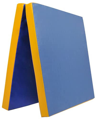 Klappbare Turnmatte – RG 22 kg/m³ – faltbare Matte für Gymnastik, Kinderturnen & Training – weiche Bodenmatte (Blau - Gelb, 200 x 100 x 6 cm)