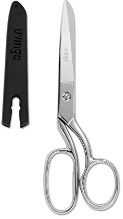 LIVINGO Professionelle robuste Schneider-Stoffschere, Schneider, Nähen, klassisch, Edelstahl, ultra-scharf, geschmiedete Schere, gebogen, A-Silber