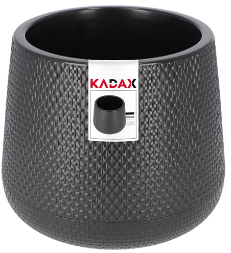 KADAX Pot de fleurs en plastique, diamètre 13-23 cm, 4 couleurs, pot ovale avec soucoupe, pot de fleurs, pot de fleurs, pot de fleurs (13 cm, noir)