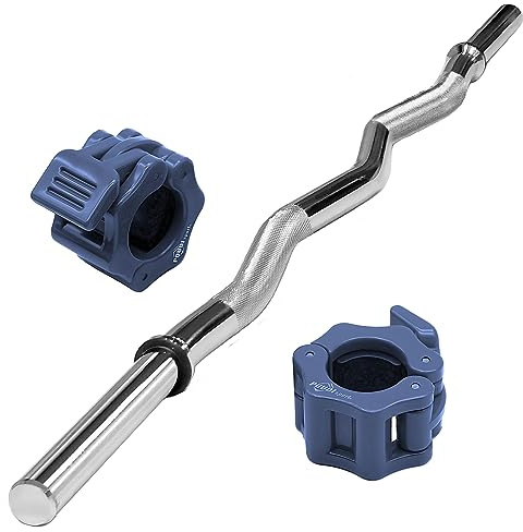 POUDI SPORT 1 Curlstange/SZ Hantelstange 120cm aus verchromtem Stahl | Ø : 28mm oder 30mm | 2 Hantelverschlüsse + 2 abnehmbare Gummiringe