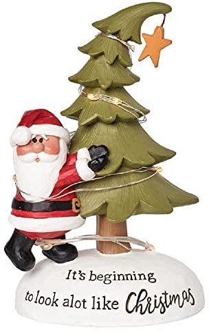 Blossom Bucket Santa with Lighted Christmas Tree