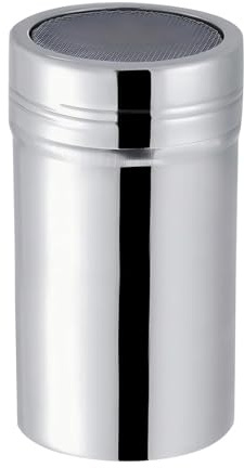 Pulverkar i rostfritt stål, chokladkar dammvippa kaffe kakao mudd med fint nät glasyr socker salt kakao mjöl kaffekar för hembakning matlagning (L)