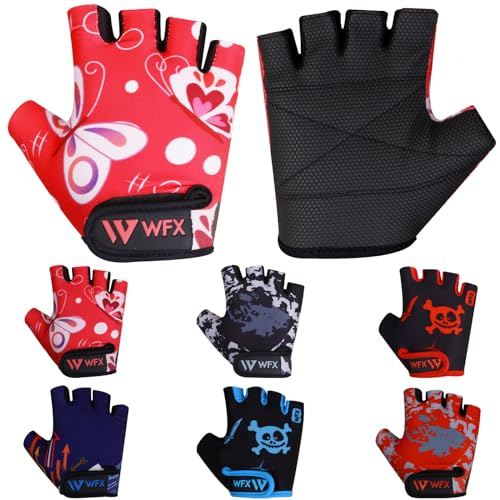 WFX Kids Cycling Gloves - Short Half Finger, Padded, Fastened - Children, Cyclists - Unisex - Cycling Gloves