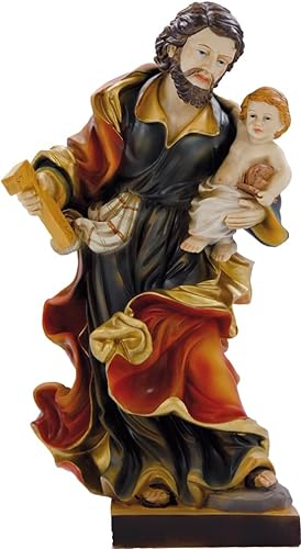 FADEDA Saint Joseph with Child Height 14 cm Hand-Painted Detailed Nativity Scene Figures Christmas Table Decoration Nativity Accessories