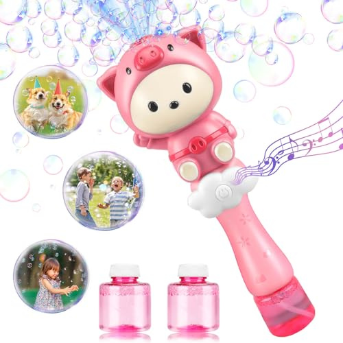 JONEG Varitas de burbujas para niños, máquina sopladora de burbujas con solución de burbujas, juguetes al aire libre, regalo para niños de 3, 4, 5, 6, 7, 8 años
