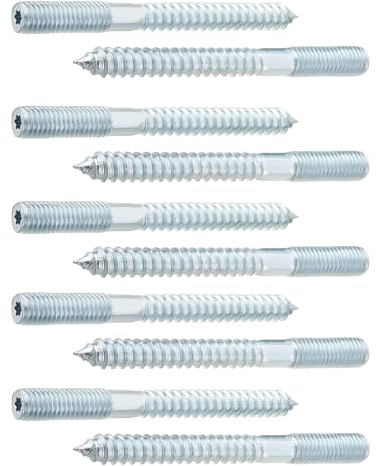 ORTAVA Torx Lot de 5 vis à double filetage M8, M8 x 100 mm, vis à double filetage TX25, vis à bois, en acier galvanisé