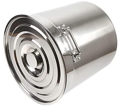 BAOCHADA Pentola da 50 l, in acciaio inox, grande capacità, per zuppe con coperchio, pentola da campeggio, in acciaio inox 201, per stufato e arrosto, argento, HSLT-5171