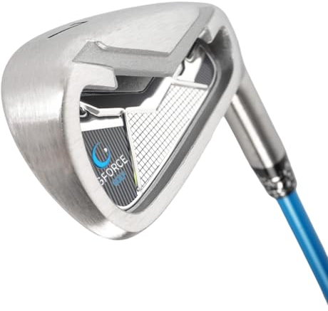 GForce Golf Herren Gforce (XL) Swing Trainer 7 Iron (Nxt-gen) Golf-Trainingshilfe, Kopf aus gebürstetem Edelstahl, Schaft in Blau und Weiß
