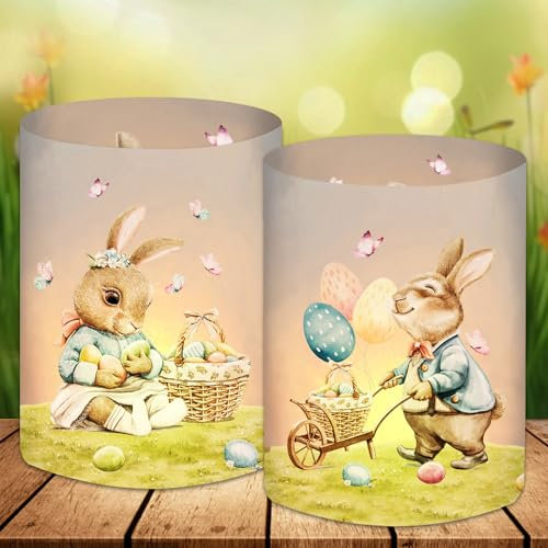 12 Windlicht Tischdeko, Ostern Deko Tisch, Modern Dekoration, Frühlingsdeko Osterdeko Innen, Deko Frühling, kleine Ostern Geschenke, Osterdekoration Grün, Ostergeschenke