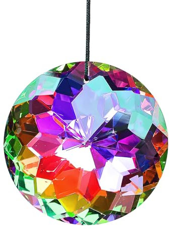 Boule de prisme en cristal - Attrape-soleil - En verre de couleur AB - Décoration à suspendre - Pour la maison et le jardin, la fenêtre - 75 mm