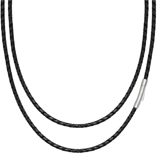 Simaru läderhalsband av äkta läder 3 mm | Tillverkad i Tyskland | snygg, hållbar och med robust fjäderkrokstängning | för kvinnor och män