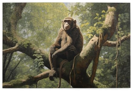 Jigsaw Puzzles1000 Piece Yyhwhjde Monkey Sitting On A Tree Pattern Quality Wooden Puzzle for Adults and Kids, Fun Puzzles, Stress Relieving Puzzles