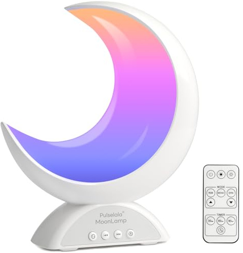 Pulselala Mond Tischlampe – RGB Farbwechsel LED Nachttischlampe mit Fernbedienung, Musik-Sync & Szenen-Modi – Perfekt für Schlafzimmer, Wohnzimmer oder Schreibtisch-Deko
