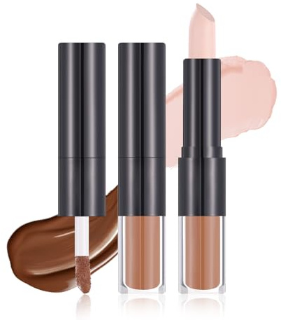 U-Shinein Glide & Hide - Corrector y corrector de contorno para contorno y contorno de contorno de círculos oscuros y arrugas, fórmula dual (punta líquida y barra de bálsamo), maquillaje duradero, #01