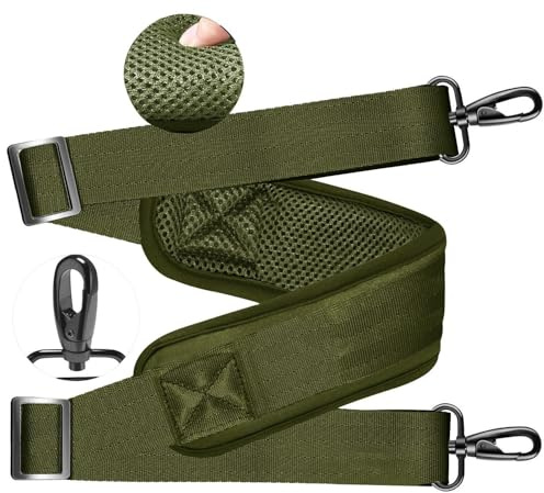 ZINZ Ultra Tjock axelrem,med fast pad 76 universal väskrem,med andningsbar kudde och dubbla balanserade justerbara spännen,för bärbar datorväska Messenger Bag Crossbody etc,Armégrön