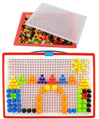 Gioco Chiodini per Bambini 544 pezzi Gioco in Valigetta 544 Chiodini Grandi Piccoli Medi Confezione Completa Giochi Mosaico Chiodinii Bottoni per Bambini 544 pezzi Giocattolo Puzzle Educativo