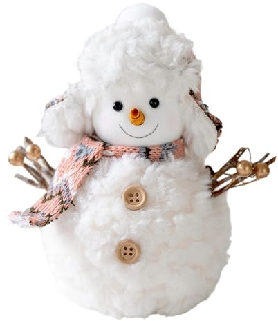 HYBEW Pupazzo di neve lavorato a maglia figura per piccolo spazio festival accento anno ornamento decorativo per tavoli Natale pupazzo di neve bambola di peluche