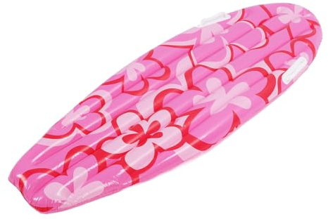 Keenso Planche de Surf Gonflable, Planche de Surf Gonflable, Radeau de Piscine en PVC, Flotteur Portable Léger, Motif de Fleur Rose pour Fête