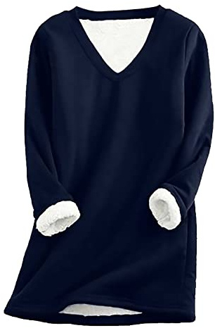 Kvinnor falska lager V-hals kontrast krage sweatshirt topp | Falskt lager V-hals långärmad lös passform kontrast krage pullover - kvinnor vardaglig vardaglig tröja i lager