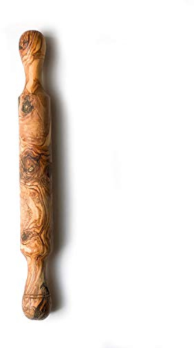 Mattarello tradizionale in legno di ulivo, lunghezza 38 cm