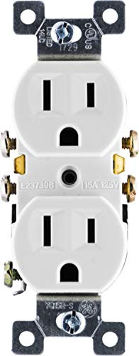 GE Duplex Wall Outlet, 2 Grounded Outlets, White, 1 Pack