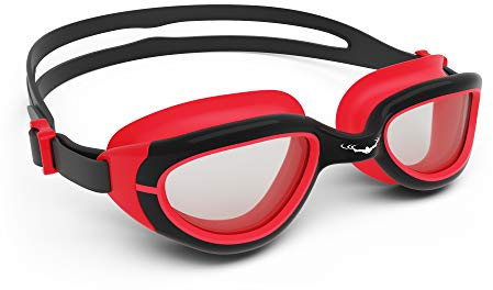 AqtivAqua Schwimmbrille Kinder JR Kinderschwimmbrille Schwimmbrillen für Kinder 3 4 6 8 10 Jahre (Schwarz/Rot)