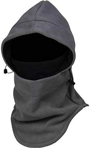 Purjoy Multipurpose Use 6 in 1 Thermal Warm Fleece Balaclava Hood Police Swat Ski Bike Wind Stopper Full Face Mask Hats Neck Warmer Outdoor Winter Sports Snowboarding Cap(Grey+Black)