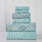 Modern Threads 6-Piece Yarn Dyed Stripe Jacquard/Solid Ultra Soft 550GSM 100% Combed Cotton Towel Set 6 x garngefärbte Handtücher Oxford Aqua, Baumwolle, 40.6 x 25.4 x 12.7 cm, 6