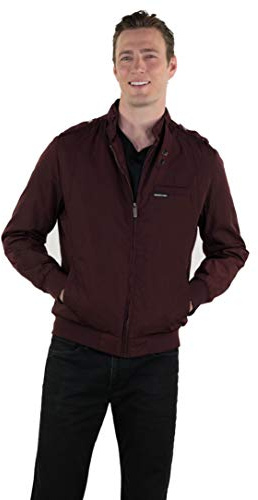 Members Only Men's Iconic Racer Quilted Lining & Slim Fit Jacket (Burgundy, Small)